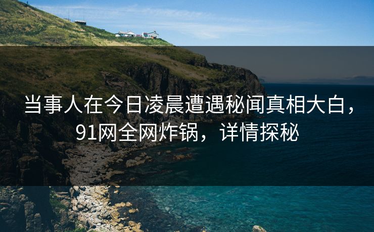 当事人在今日凌晨遭遇秘闻真相大白，91网全网炸锅，详情探秘