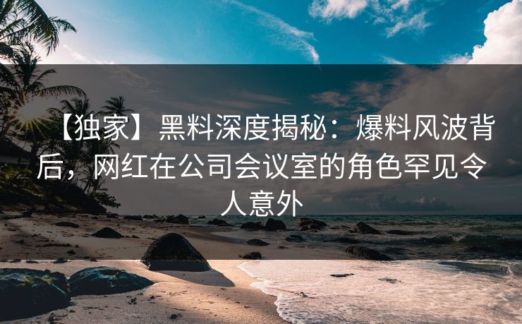 【独家】黑料深度揭秘：爆料风波背后，网红在公司会议室的角色罕见令人意外