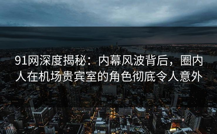 91网深度揭秘：内幕风波背后，圈内人在机场贵宾室的角色彻底令人意外