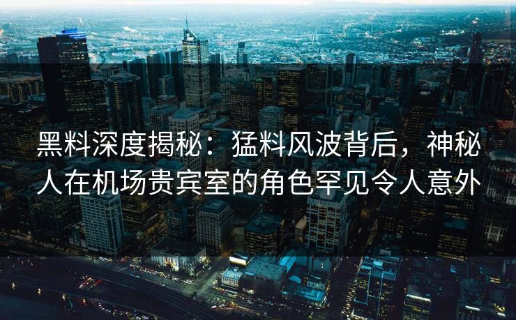 黑料深度揭秘：猛料风波背后，神秘人在机场贵宾室的角色罕见令人意外