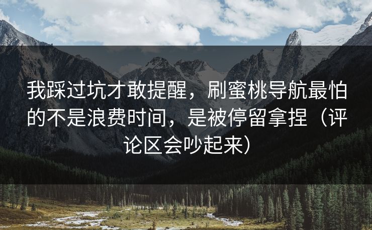 我踩过坑才敢提醒，刷蜜桃导航最怕的不是浪费时间，是被停留拿捏（评论区会吵起来）