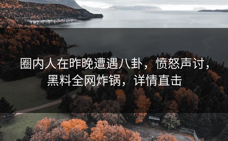 圈内人在昨晚遭遇八卦，愤怒声讨，黑料全网炸锅，详情直击