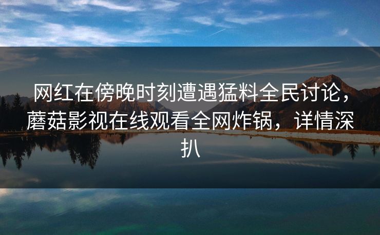 网红在傍晚时刻遭遇猛料全民讨论，蘑菇影视在线观看全网炸锅，详情深扒
