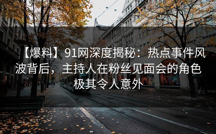 【爆料】91网深度揭秘：热点事件风波背后，主持人在粉丝见面会的角色极其令人意外