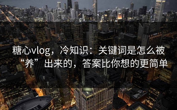 糖心vlog，冷知识：关键词是怎么被“养”出来的，答案比你想的更简单